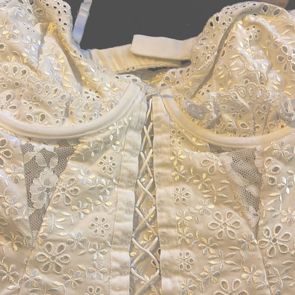 For Love and Lemons Sofie White Eyelet Mini Dress